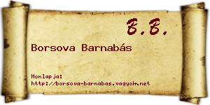 Borsova Barnabás névjegykártya